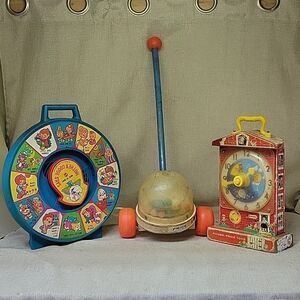 Fisher Price Corn popper, Mother Goose Says, teaching clock.( set H)